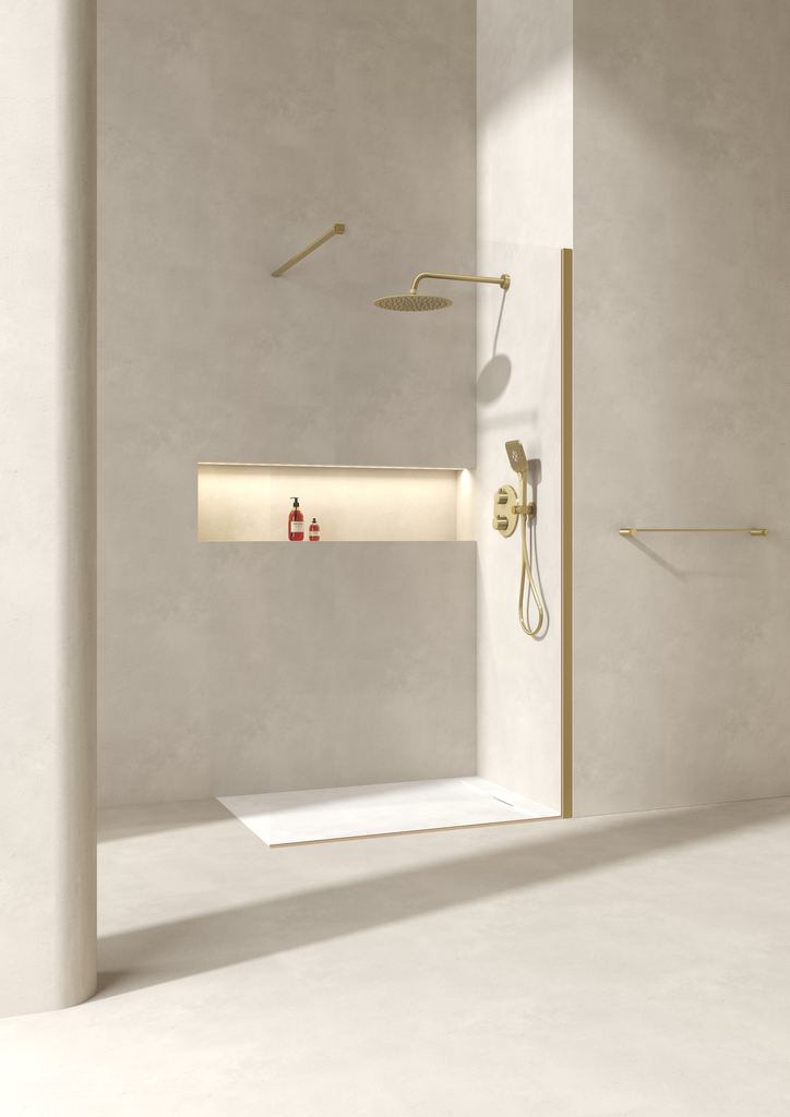 Paroi de douche New, fixe, verre 8mm transparent et profilés chromé, 120Lx200H 